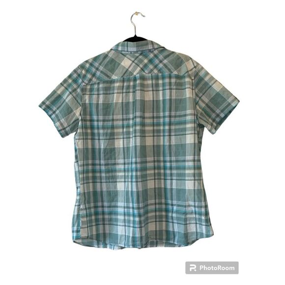 Eddie Bauer Shirt Womens XLarge Plaid Button Up Short Sleeve Top Classic Fit - Picture 3 of 4